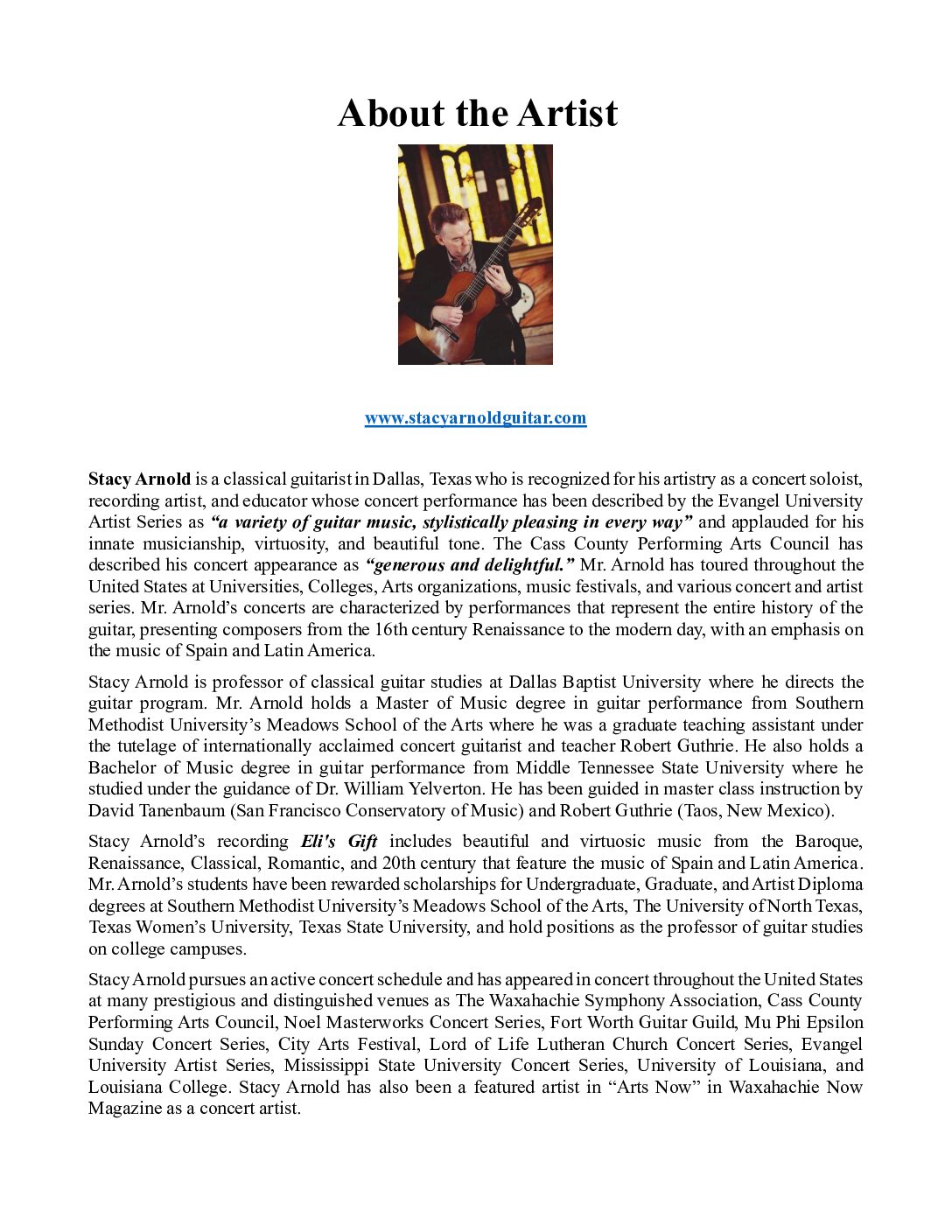 Stacy Arnold | Classical Guitarist